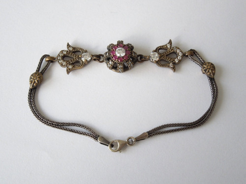 925 argent bracelet - argent, rubis