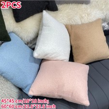 2x Sherpa Polaire Housse Oreiller Coussin Étui D'Oreiller Boucle Poilue Bureau