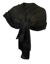 Élégant Écharpe Soie Châle Foulard, Femme Étole Cérémonie Noir
