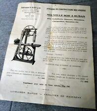 Prospectus ancien publicité  scie à ruban Pillet