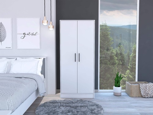 White double door armoire - white,