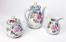 Ensemble pour Service à Thé ou à Café - Porcelaine - Décor Fleuri - 3 pièces