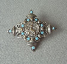 ancienne broche Art Nouveau métal argenté brooch