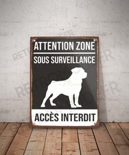 Plaque métal vintage Accès interdit chien Rottweiler Panneau Décoration Déco