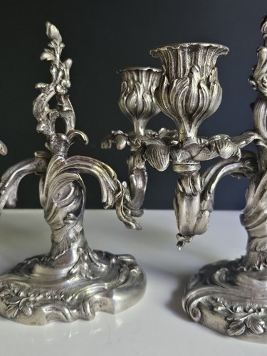 Bougeoir paire bronze - bougeoir, argente