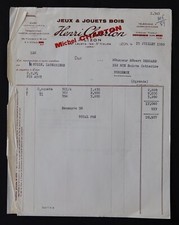 Billhead Facture LISON JURA 1959 Jouet en bois CHARTON 128