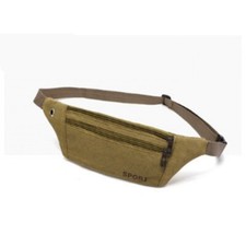 Sac Banane Sport Marron Sacoche en Tissu Zippée 31x11cm Homme Femme