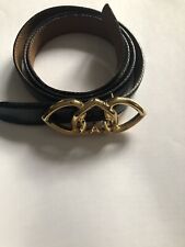 Moschino, Ceinture Cuir Glacé Noir, Moschino