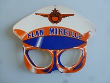 ANCIEN MASQUE PUBLICITAIRE FLAN MIREILLE MARSEILLE PLV CARTON LITHO PILOTE AVION