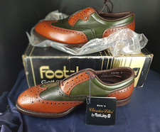 Chaussure cuir marron et vert de GOLF FOOT-JOY Classics-Lites avec crampons usa