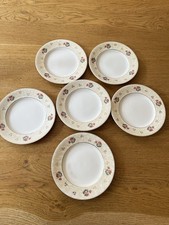lot de 6 assiettes plates Salins modèle Primerose décor floral Porcelaine Opaque