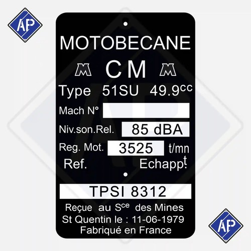 Plaque constructeur