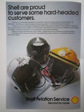 10/1977 PUB SHELL AVIATION HELMET CASQUE PILOT HELICOPTER RAF NAVY ARMY AD