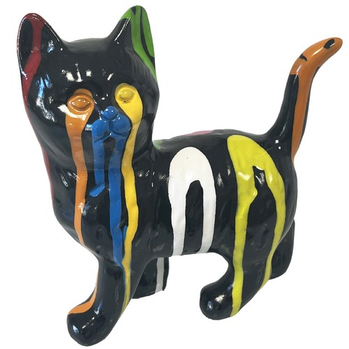 Statue céramique chat noir - statue, en