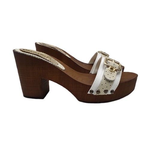 Mules bicolores blanches avec - bicolores,