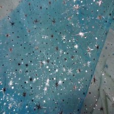 Tissu organza bleu imprimé