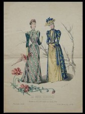 MODE DE PARIS - 1890 - GRAVURE AQUARELLE, MODE ILLUSTREE, COUSSINET