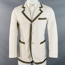 COMME Des GARCONS Chemise Taille M Régulière Beige Olive Coton Lin Veste Sport