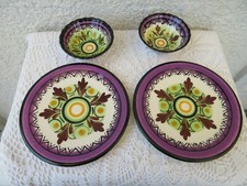 Magnifique ensemble  deux coupelles, deux assiettes en faïence St Jean Bretagne