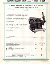 DIJON (21) ATELIER de CONSTRUCTION / CISAILLE à profilés N°81 "VERNET" Tract