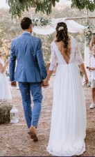 Robe de mariée élégante et bohème de haute qualité, inspiration Laure de Sagazan