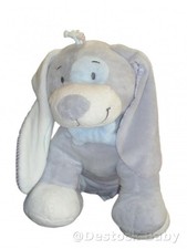 Doudou peluche chien gris bleu