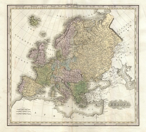 1825 tanner map europe - 1825, of