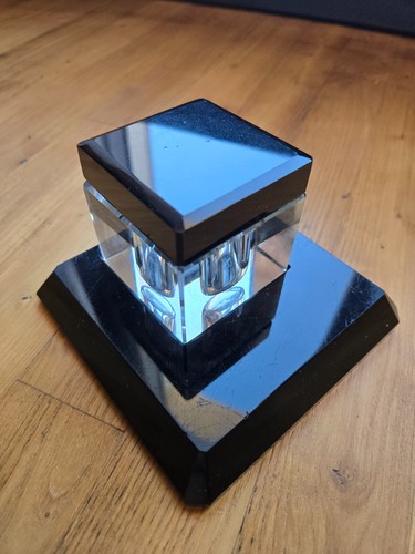 Encrier ancien verre noir - en,