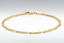 9ct Jaune or Creux Figaro Cheville Chaîne 22.9cm