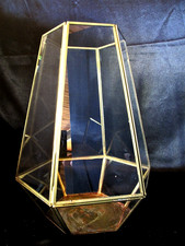 TERRARIUM GEOMETRIQUE polyèdre 30cm Verre métal doré Décoration Plante Cactus