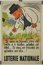 Guérin R. Loterie Nationale Trèfle à 4 feuilles 1956 Affiche Originale Économie
