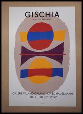 Léon GISCHIA : Exposition oeuvres récentes, affiche lithographie originale 1957