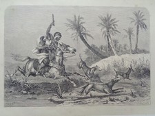 LARGE ANTIQUE WOODCUT Desert