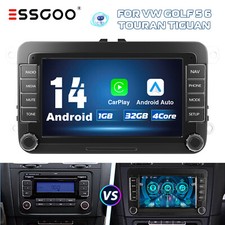 7" Autoradio Carplay Android 14 GPS RDS Wifi Pour VW GOLF 5 6 Passat Touran T5