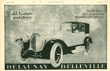 Publicité ancienne voiture Delaunay Belleville issue magazine 1923