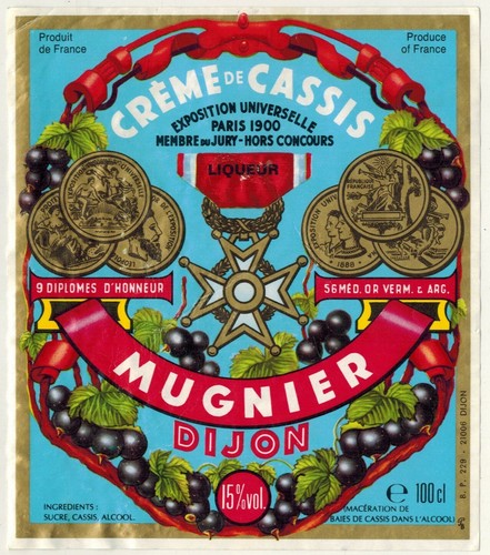 Etiquette crème cassis de - crème,