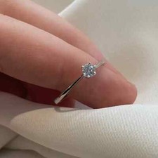 Bague solitaire HI/SI ronde diamant naturel 950 platine 0,70 ct pour proposit...