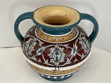 Vase/amphore, poterie céramique du MAGHREB TUNISIE NABEUL, signé, H : 20.5 CM