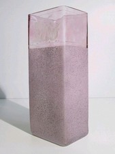 Antique Pot Verre Rose Art Déco Ciselé Main Signé Ornement Ans '40