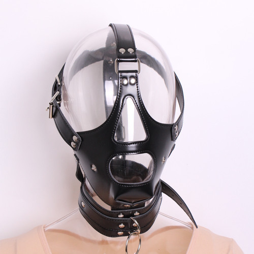 Pvc cuir tête hood harnais - cuir,