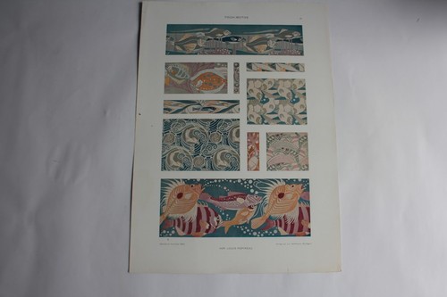 Estampe motifs poissons - estampe, de