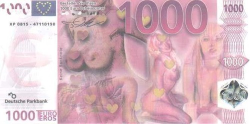 Billet erotique 1000 euros - billet,