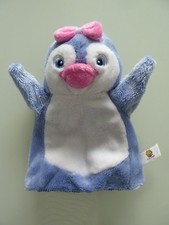 H7- DOUDOU PELUCHE LASCAR MARIONNETTE PINGOUIN MAUVE BLANC ROSE EXCELLENT ETAT