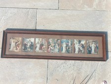  Cadre Reliquaire Religieux  Ensemble de 7 Gravures Miniatures Polychromes 