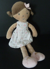 F. DOUDOU OKAIDI OBAIBI POUPEE couette robe blanc rond rose 27cm TBE