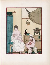 Estampe de Kuhn-Régnier - Illustration des Œuvres d'Hippocrate - L'allaitement