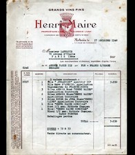 ARBOIS (39 Jura) VINS FINS "Henri MAIRE" Facture en 1948