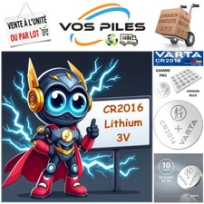 Pile bouton Lithium 3V : CR2016 DL2016 BR2016 ECR2016 EL2016 90 mAh ( Varta )