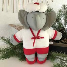 9 ⚜️ Peluche Doudou L'éléphant Babar Marin Buckingham Année 1991 Hauteur 32 Cm