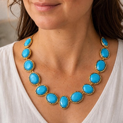 Collier ovale turquoise